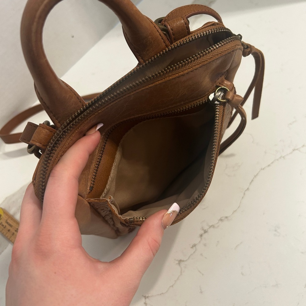 The Sak Crossbody Backpack Cognac Leather Floral Embossed Boho Western Bag - Picture 8 of 11